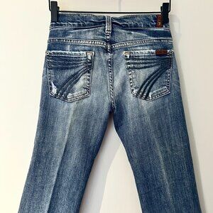 7 For All Mankind Jeans Women's 25 Dojo Cropped Distressed Wash Low Rise Denim